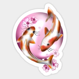 koi carp with pink sakura Sticker